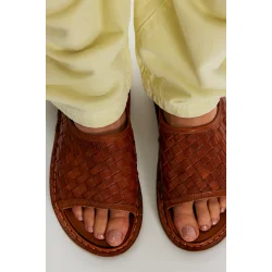 VIBAe - Saint Tropez Woven Sandaler - Cognac Brown