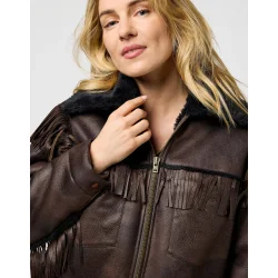 Wrangler - Relaxed Fringe Wrange Jakke - Brown Leather