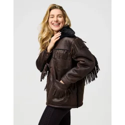 Wrangler - Relaxed Fringe Wrange Jakke - Brown Leather