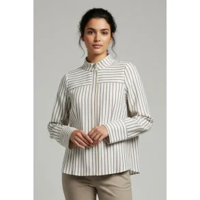 Gossia - Nico Skjorte - Off White/Brown Stripes