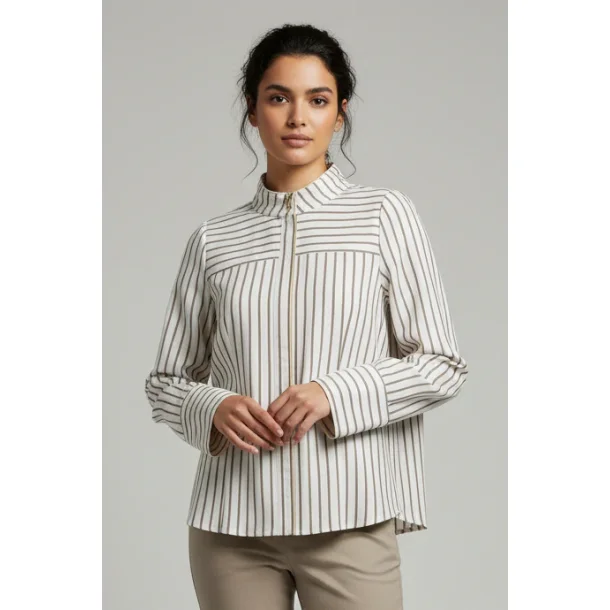 Gossia - Nico Skjorte - Off White/Brown Stripes