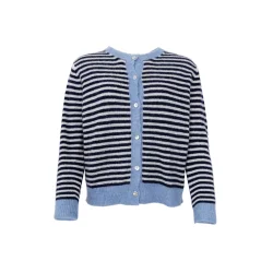 Black Colour - Dell stribet cardigan - Navy