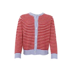 Black Colour - Dell stribet cardigan - Red