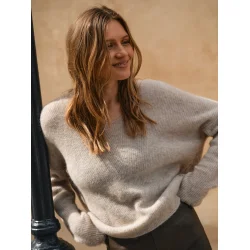 Mos Mosh - Thora V-neck Strik - Feather Gray