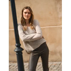 Mos Mosh - Thora V-neck Strik - Feather Gray