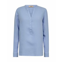 Mos Mosh - Danna Linen bluse - Brunnera Blue