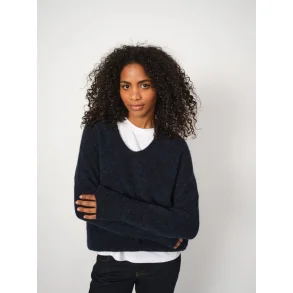 Mos Mosh - Thora V-neck Strik - Salute Navy