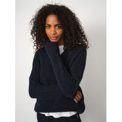 Mos Mosh - Thora V-neck Strik - Salute Navy