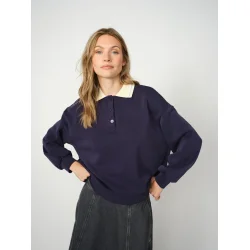 Mos Mosh - Vada Polo Sweatshirt - Maritime Blue