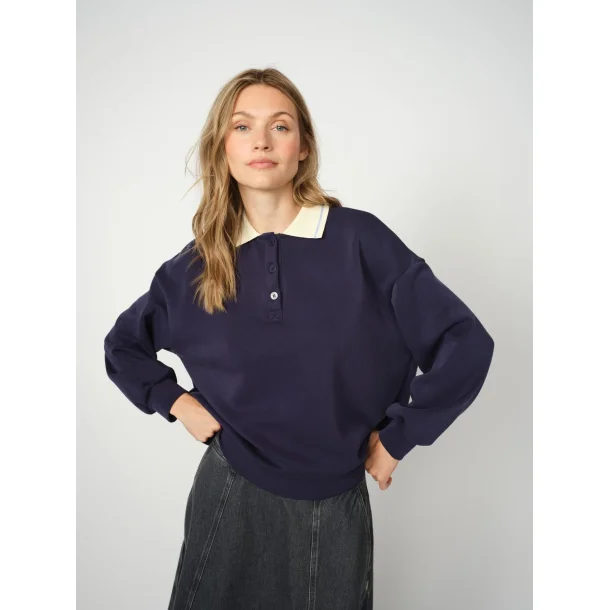 Mos Mosh - Vada Polo Sweatshirt - Maritime Blue