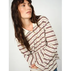 Mos Mosh - Rossett LS Stripe Polo Tee - Brunnera Blue