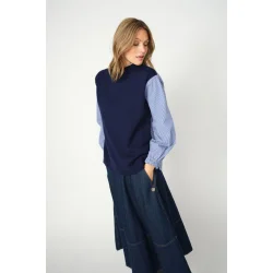 Mos Mosh - Juella LS Stripes Combi Strik - Maritime Blue