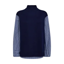 Mos Mosh - Juella LS Stripes Combi Strik - Maritime Blue
