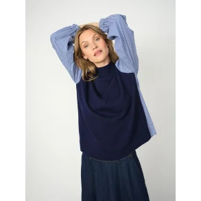 Mos Mosh - Juella LS Stripes Combi Strik - Maritime Blue