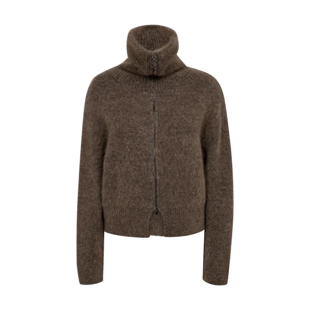 Mos Mosh - Hulda Knit Zip Cardigan -  Bracken
