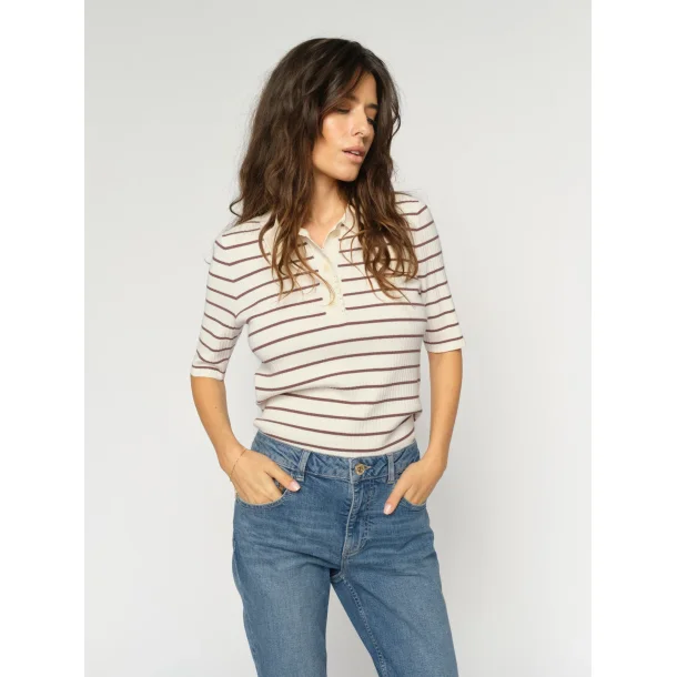 Mos Mosh - Caliz Stripe SS tee - Coffee Quartz