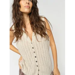 Mos Mosh - Rinja Marisol Line Strik Top - Ecru