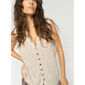 Mos Mosh - Rinja Marisol Line Strik Top - Ecru