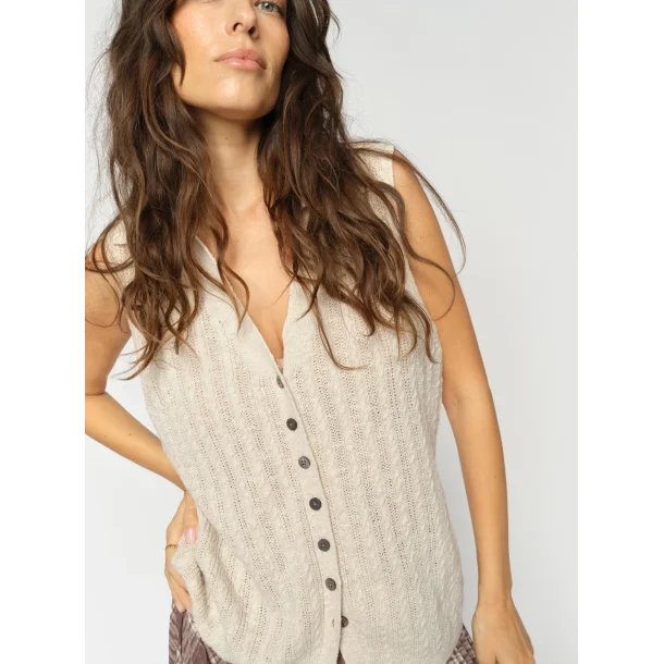 Mos Mosh - Rinja Marisol Line Strik Top - Ecru