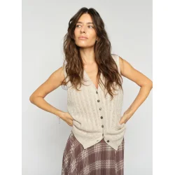 Mos Mosh - Rinja Marisol Line Strik Top - Ecru