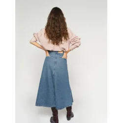 Mos Mosh - Leala Denim Nederdel - Mid Blue