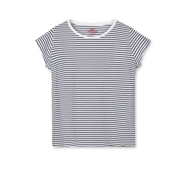Mads N�rgaard - Fine Jersey Stripe Teasy Tee fav - White/Black