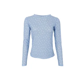 Black Colour - Annie Mesh Blouse - LT Blue Dot