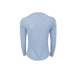 Black Colour - Annie Mesh Blouse - LT Blue Dot