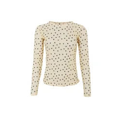 Black Colour - Annie Mesh Blouse - Yellow Dot