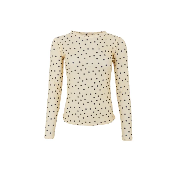 Black Colour - Annie Mesh Blouse - Yellow Dot