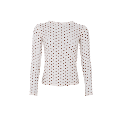 Black Colour - Jennie Dotted Mesh Blouse - Creme