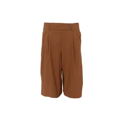 Black Colour - Davina Pleated Shorts -Hazelnut Brown