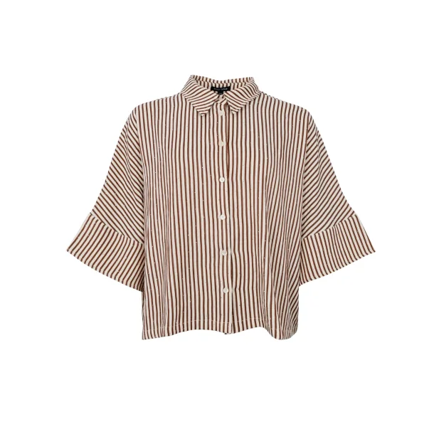 Black Colour - Starry loose strass skjorte - Tobacco