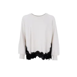 Black Colour - Evy Lace Sweatshirt - Off White