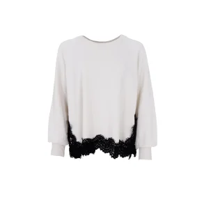 Black Colour - Evy Lace Sweatshirt - Off White