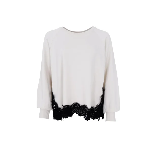Black Colour - Evy Lace Sweatshirt - Off White