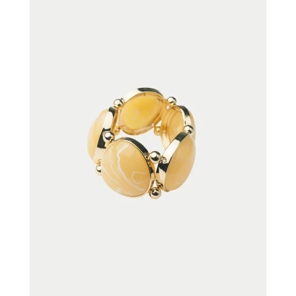 Bow 19 - Vala Elastic Bracelet - Gold W Cream