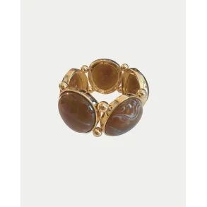 Bow 19 - Vala Elastic Bracelet - Gold W Brown