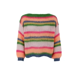 Black Colour - Anna Multi Striped Jumper - Orange Multi