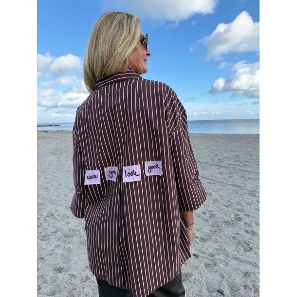 Wauw - Luna Skjorte Wauw - Brown/Rose Stripes