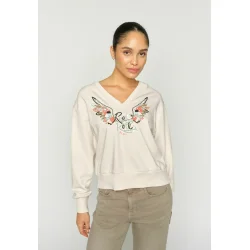 Mos Mosh - Cosette V-LS Spring Sweatshirt - Ecru