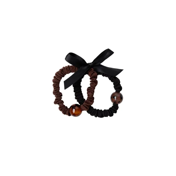 Black Colour - Blaise Mini Scrunchie - St - Black/Brown Mix - Onesize
