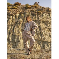 Heyanno - Gentle Herringbone Bukser - Iced Coffee