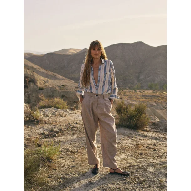 Heyanno - Gentle Herringbone Bukser - Iced Coffee