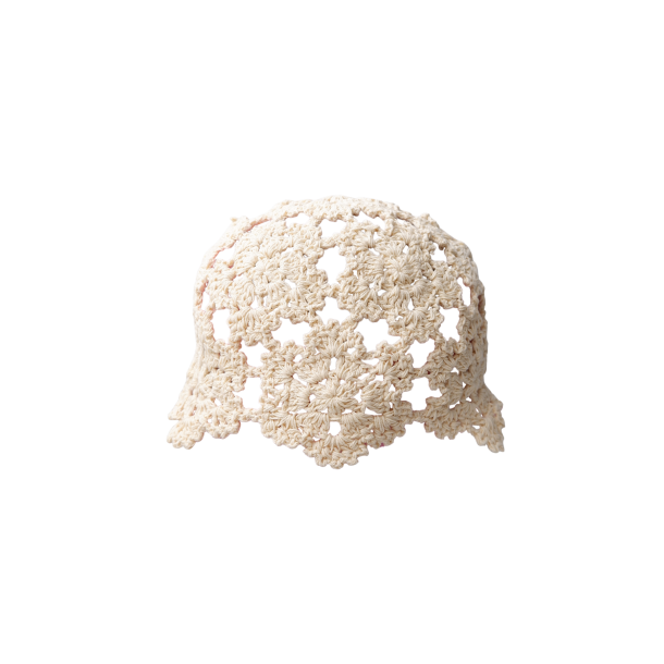 Black Colour - Anne Crochet Hat - Creme - ONESIZE