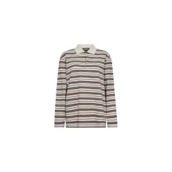 Mos Mosh - Rossett LS Stripe Polo Tee - Brunnera Blue