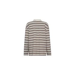 Mos Mosh - Rossett LS Stripe Polo Tee - Brunnera Blue