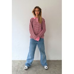 Boii - Adanne Polo Strik - Stripe Bordeaux/Pink - Onesize