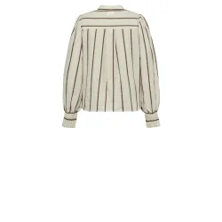 Gossia - Annemai Jo Blouse - Off White/Brown Stripes