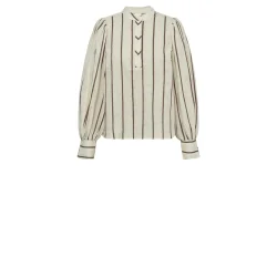 Gossia - Annemai Jo Blouse - Off White/Brown Stripes